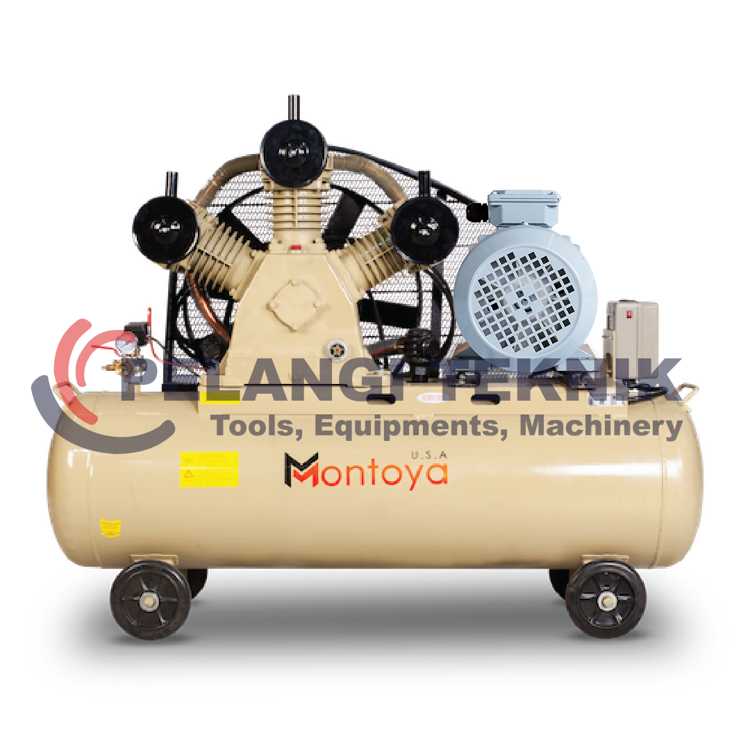 Kompresor 10 hp 8 bar Montoya T-1.0/8 + Dinamo 10 hp 3 Phase FAW 100% Full Tembaga  - Pelangi Teknik