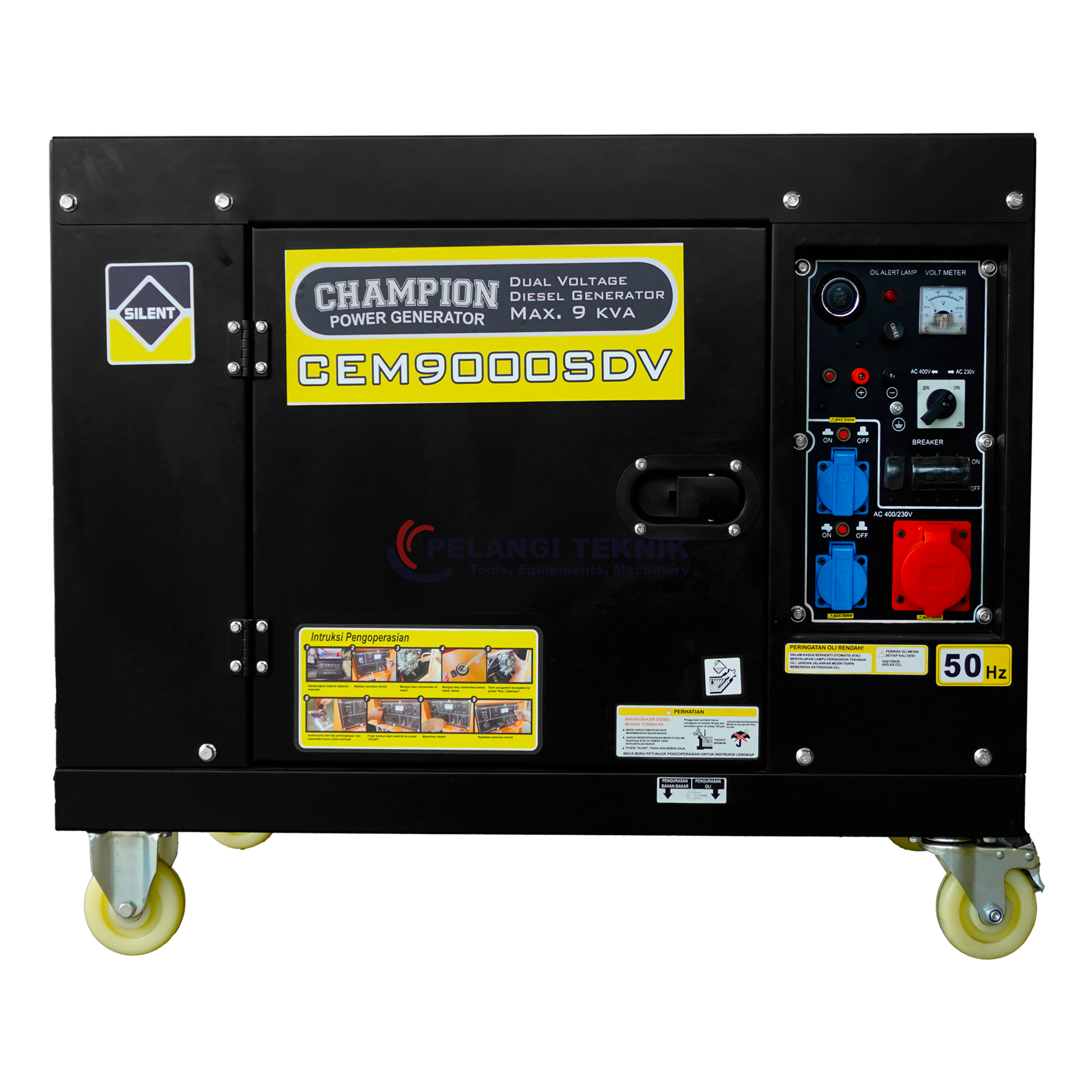 GENSET SILENT 7000 WATT SOLAR 3 PHASE & 1 PHASE CHAMPION CEM9000SDV - Pelangi Teknik
