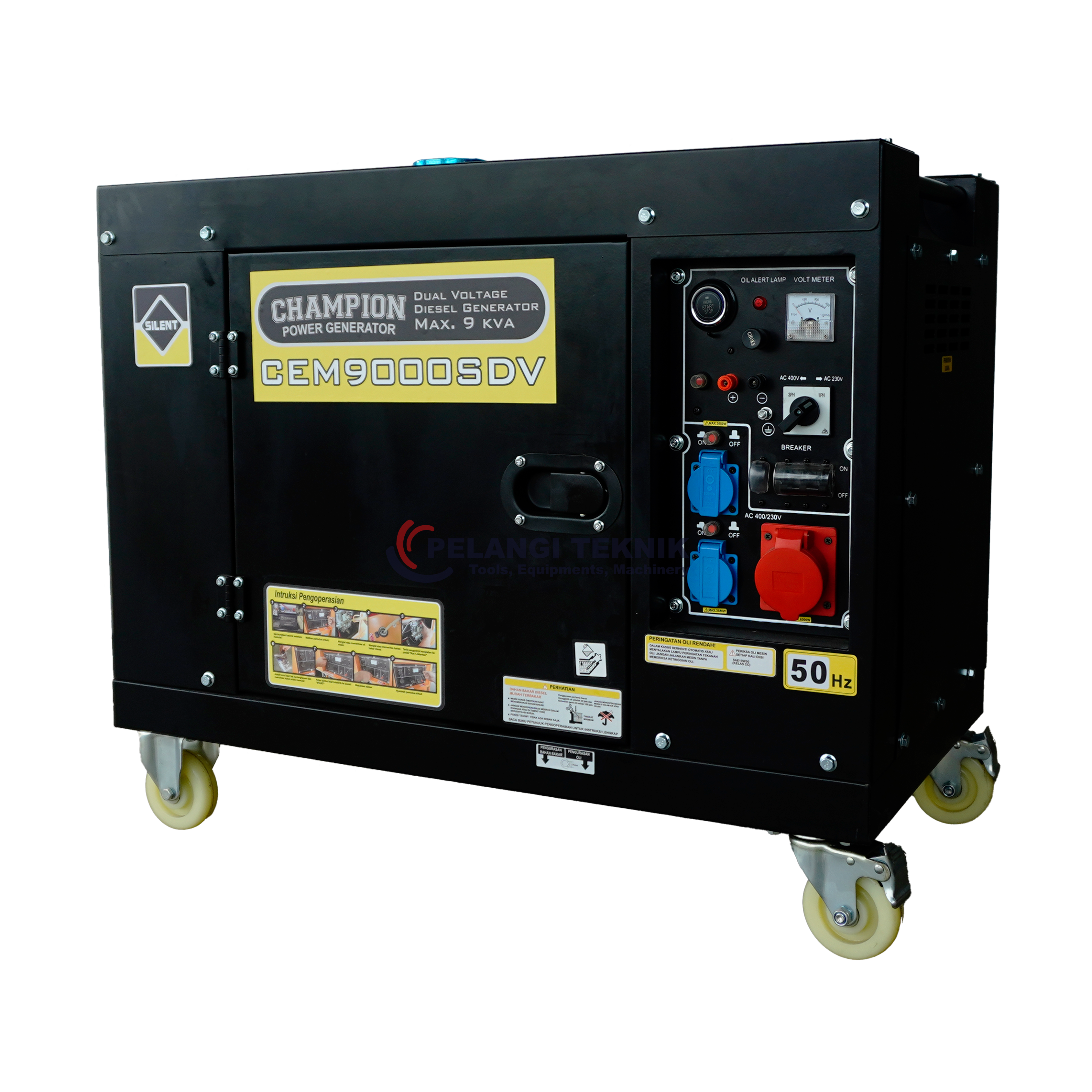 GENSET SILENT 7000 WATT SOLAR 3 PHASE & 1 PHASE CHAMPION CEM9000SDV - Pelangi Teknik
