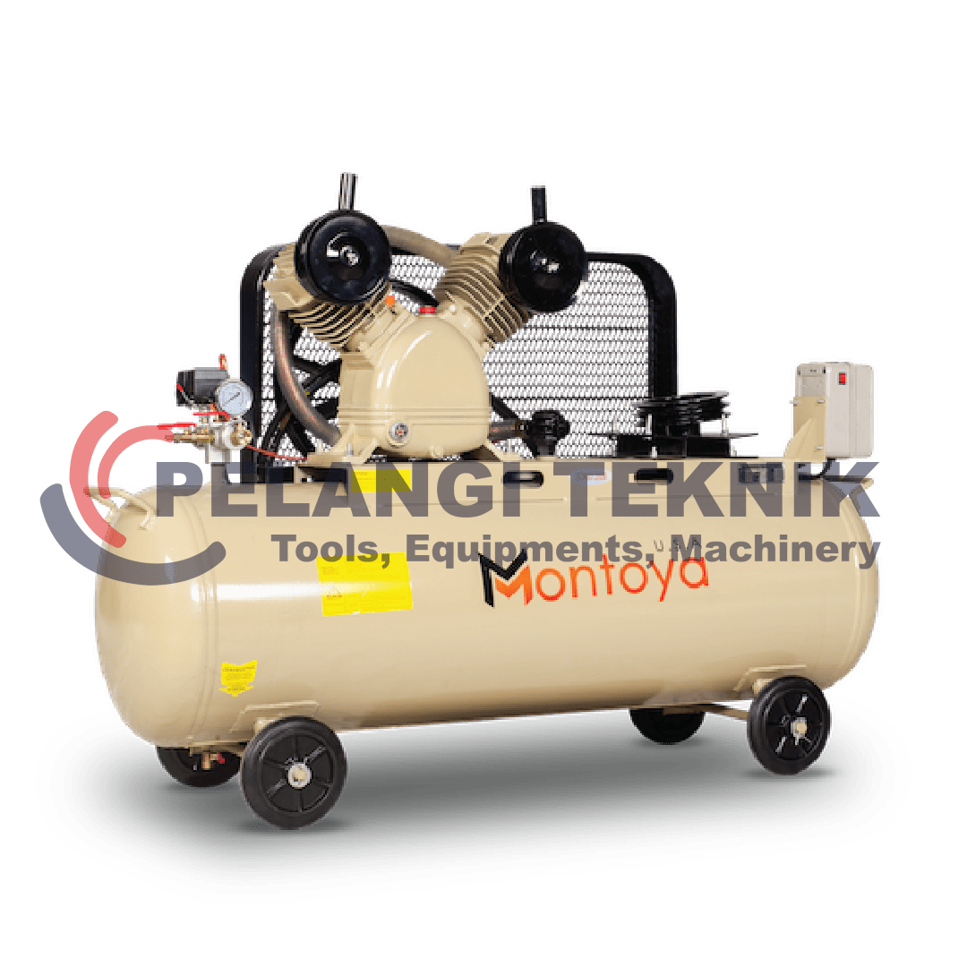 Kompresor 2 hp 8 bar Montoya T-0.17/8 + Dinamo 2 hp 1 Phase FAW 100% Full Tembaga - Pelangi Teknik