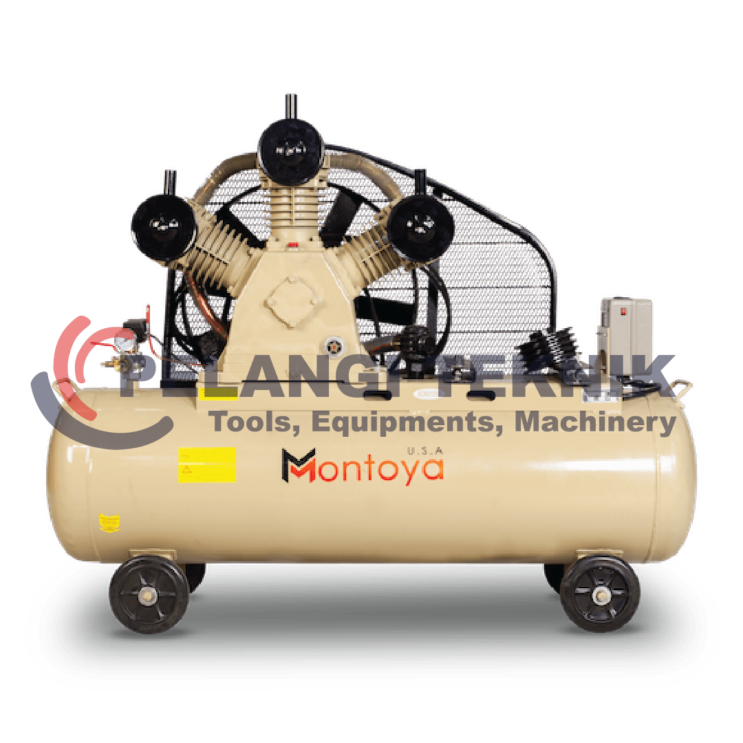 Kompresor angin 5 hp 8 bar 3 piston MONTOYA 5,5 hp T-0.4/8 + Dinamo 5,5 hp 3 phase - Pelangi Teknik