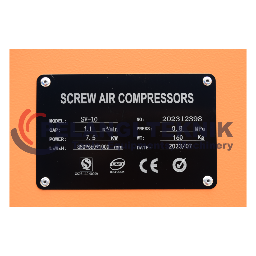 Kompresor Angin Screw Montoya SV10 – 10 HP (7.5 kW) | Industrial Air Compressor USA - Pelangi Teknik